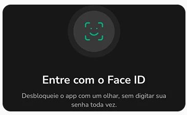 Tela de desbloqueio do app pedindo autenticação por Face ID