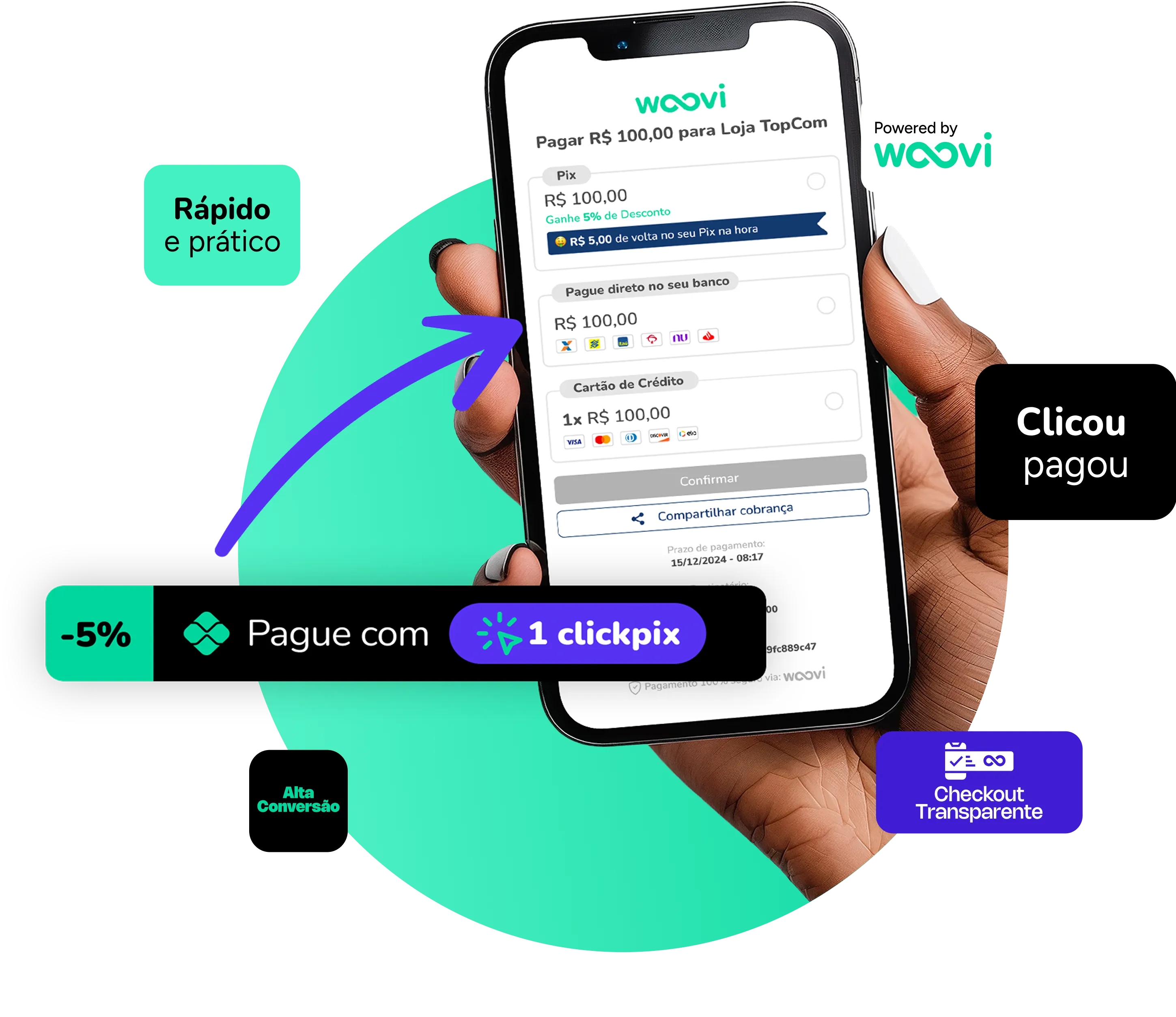 Pagamento em até 5 segundos com clickpix