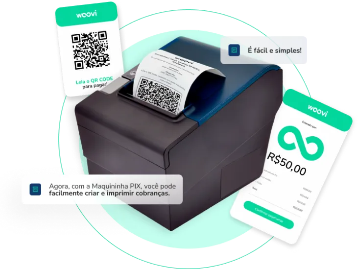 Imagem de uma maquininha Pix da Woovi